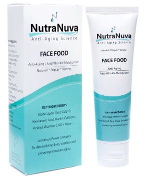 FACE FOOD - BEST Anti Aging Cream and Eye Wrinkle Moisturizer - Hyaluronic Acid Vitamin C and E Peptides Matrixyl 3000 Marine Collagen Ceramides etc Night  Day Natural Skin Care Product - 4 Men Too