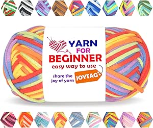 50g Rainbow Beginner Crochet Yarn for Crocheting and Knitting Multicolor Cotton Crochet Yarn for Beginners with Easy-to-See Stitches Cotton-Nylon Blend Easy Yarn for Beginners(Rainbow 01)