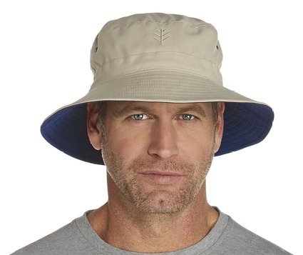 Coolibar UPF 50  Men's Reversible Bucket Hat - Sun Protective