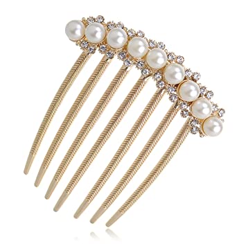 IPINK Wedding Bridal Rhinestone Pearl Crystal Hair Comb Claw Hairpin Hair Ornaments Accessory