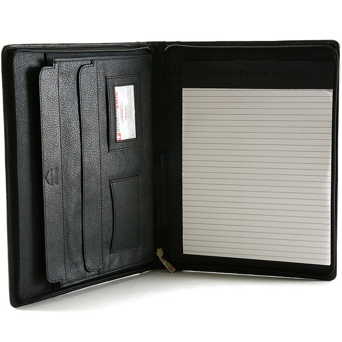 Genuine Leather Portfolio Writing Pad Business Case for Left and Right Handed Use