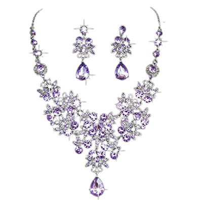 Mandystore Prom Wedding Bridal Jewelry Sets Crystal Rhinestone Necklace Earrings Jewelry Sets