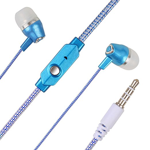 MaXelF Wired Earbuds Earphones Corded Headsets In-Ear Headphones with Mic&Remote Control,Noise Isolating, Hifi Sound , 3.5mm Interface Compatible with iPhone,Android (Blue)