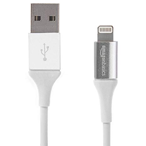 AmazonBasics USB A Cable with Lightning Connector, Premium Collection - 6-Foot, Silver