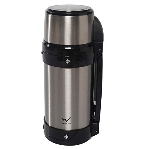 Big Promotion! Wawavita Stainless Steel Mug 50-Ounce/1.5L, Thermos Double Walled Vacuum Flask, Camping Kettle, Outdoor Vacuum Kettle,Travel Mug, Travel Bottel, Dark Grey