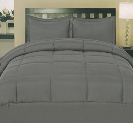 Sweet Home Collection White Goose Down Alternative Comforter, King, Gray