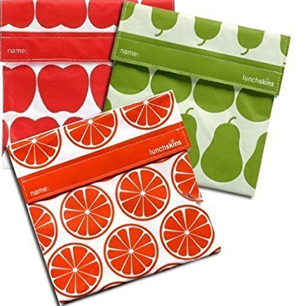 Lunchskins 3pk Reusable Sandwich Bags: Apple Orange Pear
