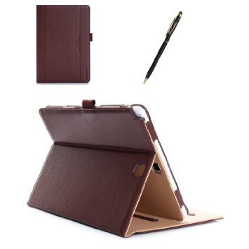ProCase Samsung Galaxy Tab A 9.7 Case - Standing Cover Folio Case for 2015 Galaxy Tab A Tablet (9.7 inch, SM-T550 P550), with Multiple Viewing angles, auto Sleep/Wake, Document Card Pocket (Brown)