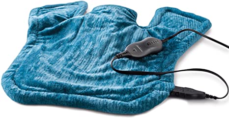 Sunbeam Heating Pad for Neck & Shoulder Pain Relief | XL Renue, 4 Heat Settings with Auto-Off | Blue, 25-Inch x 25-Inch