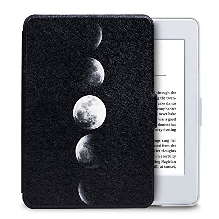 Walnew Amazon White Kindle Paperwhite Case Lightest and Thinnest Premium Leather Smart Protective Cover for New Kindle Paperwhite (Fits versions: 2012, 2013, 2014, 2015), Lunareclips