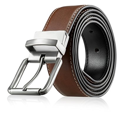Men’s Genuine Leather Dress Belt, Reversible Belt for Men Black/Brown