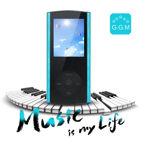 GGMartinsen Crystal-faceted 8 GB Multi-lingual Selection 18 LCD Portable Mp3Mp4 Video Player Music Player Media Player Video Player Audio Player with a Slot for a micro SD card-Blue