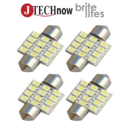 Jtech 4x 31mm 125 12-SMD LED Bulb Festoon White Light DE3175 DE3021 DE3022 3175