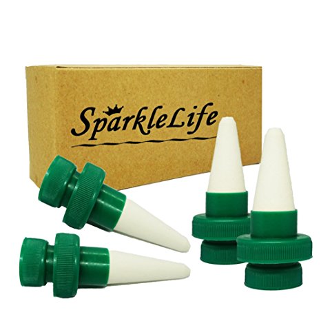 Ceramic Self Watering Spikes, SparkleLife Vacation Watering Planter, Automatic Plant Waterer (4-pack)