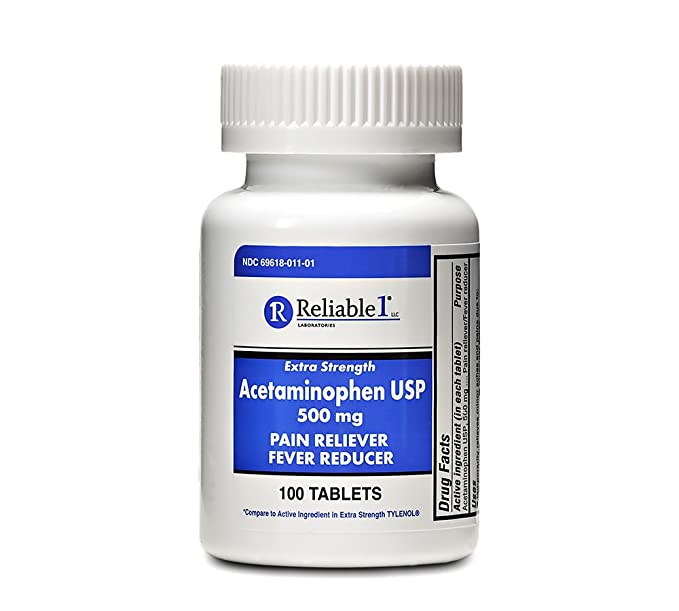 Reliable-1 Laboratories Acetaminophen USP 500 mg Pain and Fever Reducer