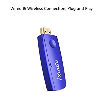 iXunGo Miracast Video Adapter, Wired & WiFi Wireless Connectivity, Support 1080p Full HD Cast/ Airplay Mirror iOS/ Android/ Mac/ Windows OS Devices to HD Display