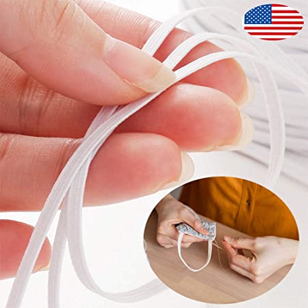 White 1/8 Inch Width Braided Elastic Band Elastic String Cord Heavy Stretch High Elasticity Knitfor Sewing Craft DIY (）) … (1/8" 10.93 Yards)