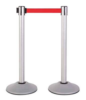 US Weight Heavy Duty Premium Steel Stanchion with 7.5-Foot Retractable Belt (More Colors Available)