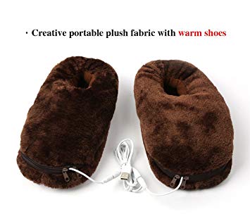 7Buy One Pair Plush USB Electric Heating Slippers Shoe Keep Foot Warmer for Winter Cold Weather