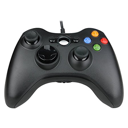 Prous Wired Controller For Xbox 360, XW03 PC Controller Xbox 360 Wired USB Gamepad Compatible for Microsoft 360 Console Windows PC Laptop Computer-dark black