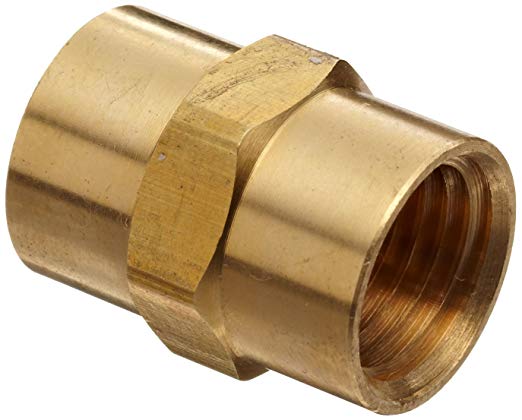Anderson Metals Brass Pipe Fitting, Coupling, 1/4" x 1/4" Female Pipe