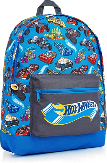 Hot Wheels School Bag, Official Kids Backpack With Cars Print, Large Blue Rucksack For School Sports Travel, Back To School Supplies For Children, Gifts For Boys Girls Teenagers