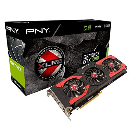 PNY NVIDIA Geforce GTX 1080 XLR8 OC Edition 8 GB GGDR 256 Bit Memory PCI Express 3 DP/DVI/HDMI Graphics Card - Black