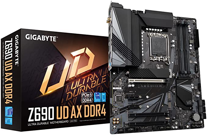 GIGABYTE Z690 UD AX DDR4 (LGA 1700/ Intel Z690/ ATX/ DDR4/ Triple M.2/ PCIe 5.0/ USB 3.2 Gen2X2/ Type-C/WiFi 6/2.5GbE LAN/Motherboard)