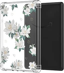 MoKo Case for 6.8" Kindle Paperwhite (11th Generation-2021) and Kindle Paperwhite Signature Edition, Ultra Clear Soft Flexible Transparent TPU Skin Bumper Back Cover Shell, Magnolia