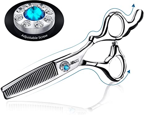 AIBORS Hair Thinning Scissors Cutting Teeth Professional Barber haircut Shears 6.5 inch Sharp Salon Razor Hair Cutting Shear for Women Stainless Steel Adjustable Tightness