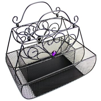Ikee Design® Black Metal Wire Hair & Jewelry Accessories Cosmetic Makeup Organizer Double Tray Basket & Caddy