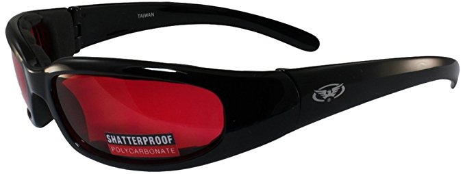 Global Vision Chicago Padded Riding Glasses (Black Frame/Red Lens)