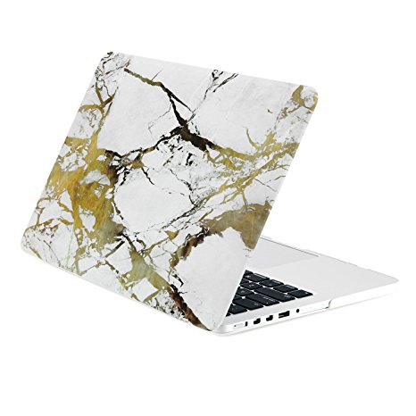 TopCase Air 11-Inch White/Gold Marble Rubberized Hard Case for MacBook Air 11" Model: A1370 and A1465
