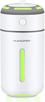 OVPPH Portable Humidifier, Mini USB Personal Humidifier Ultrasonic  Cool Mist Humidifier with 7 Colors Light for Home Travel Office Car, Auto Timer Shut-Off, Quiet Operation (White#1)