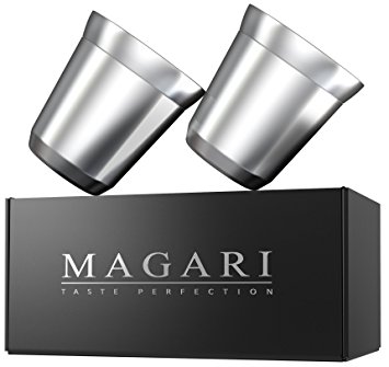 Espresso Cups - Set of 2 Double Walled 5.5oz Stainless Steel Coffee Glasses, Elegant Gift for Connoisseurs - Unbreakable, No Metal Taste Demitasses Last a Lifetime - Thermally Insulated