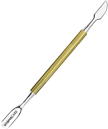 Utopia Care - Cuticle Pusher and Cutter - Professional Grade Stainless Steel Cuticle Remover and Cutter - Durable Manicure and Pedicure Tool - for Fingernails and Toenails - Gold (Gold)