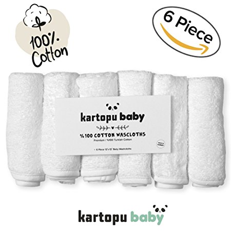 0 Turkish Cotton Baby Washcloths (6-pack) - Premium Extra Soft & Absorbent Towels For Baby’s Sensitive Skin - Perfect 12”x12” Reusable Wipes - Excellent Baby Shower