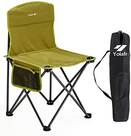 Small Folding Camping Chair Lightweight Seat Portable Stool for Adults Mountaineering Adventure Hiking Fishing Beach Picnic Party Gardening with Carry Bag, Green