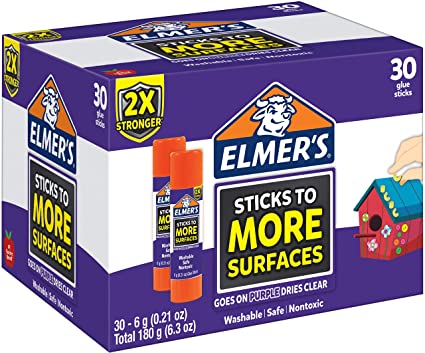 Elmer’s Extra Strength School Glue Sticks, Washable, 6 Gram, 30 Count