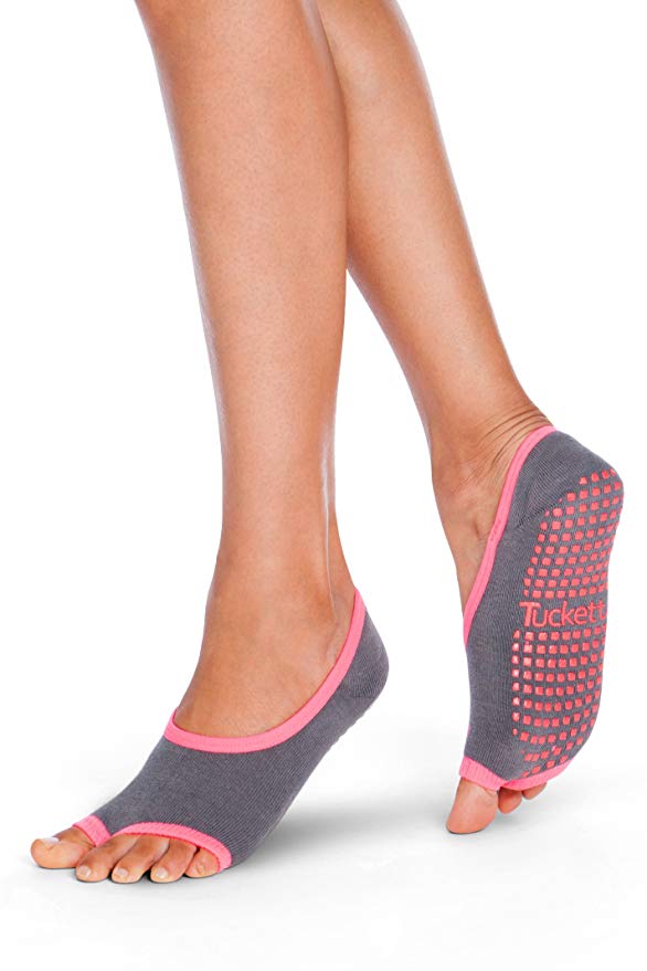 Pilates Ballet Socks for Women, Toeless Non Slip Skid Open Toe Gripper Sock - Pure Barre, Dance
