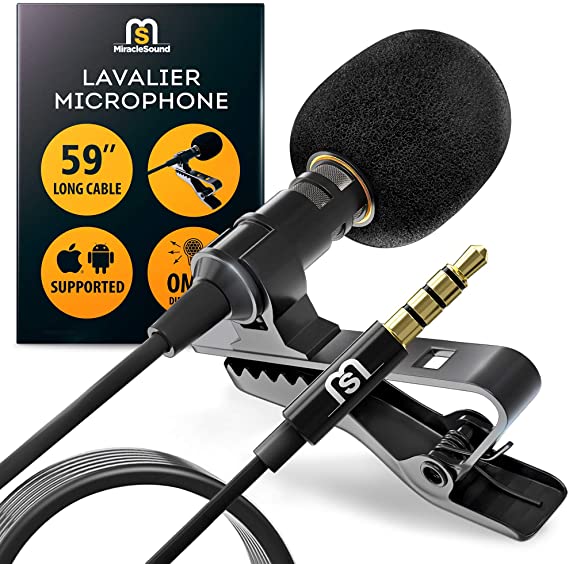 Ultimate Lavalier Microphone For Bloggers And Vloggers Lapel Mic Clip-on Omnidirectional Condenser for Iphone Ipad Samsung Android Windows Smartphones