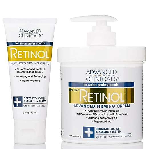 Advanced Clinicals Retinol Body Butter Lotion Moisturizer Face Lotion & Body Cream | Crepey Skin Care Treatment | Retinol Cream Targets Look Of Crepe Skin, Wrinkles, & Sagging Skin, 16OZ   2OZ Travel