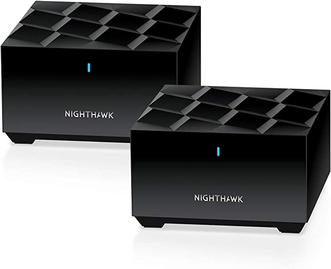 Ubcwin NETGEAR Nighthawk 全家用网眼 WiFi 6 系统 (MK62) - AX1800 路由器带1个卫星扩展器，覆盖范围高达3000平方英尺和25 设备，MK62-100NAS