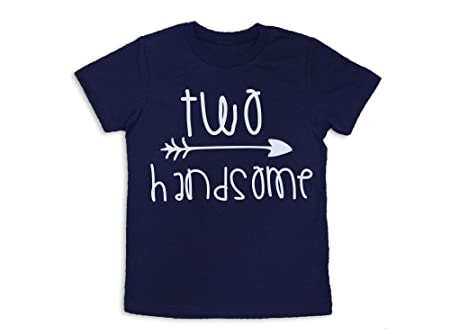 Second Birthday Shirt Two Handsome Shirt 2nd Birthday Tee (Navy Blue, 3T)