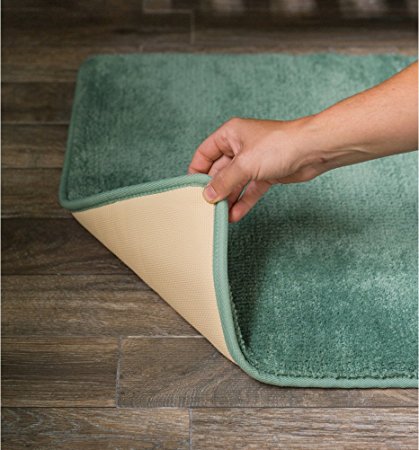 Luxury Large Hotel and Spa Memory Foam Bath Mat Rug Soft Durable Bathroom Nonslip (20"x36" Green)