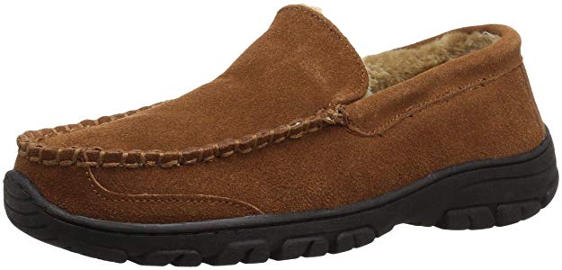Staheekum Men's Spring Foam Molded Insole with Plush Lining Indoor and Outdoor Slipper Driving Style Loafer
