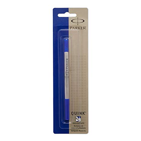 PARKER QUINK Rollerball Pen Ink Refill, Medium, Blue, 1 Count