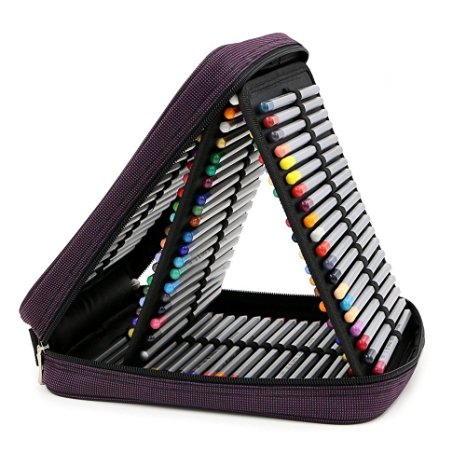 Behomy Handy Deluxe Pencil Wrap Case for Colored Pencils 120 Slot Travel Watercolor Pencil Organizer Bag with Zipper (Purple)