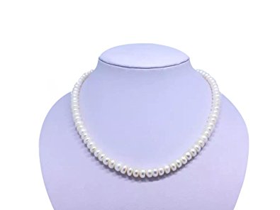 JYX Natural White Freshwater Cultured Pearl Necklace 18"