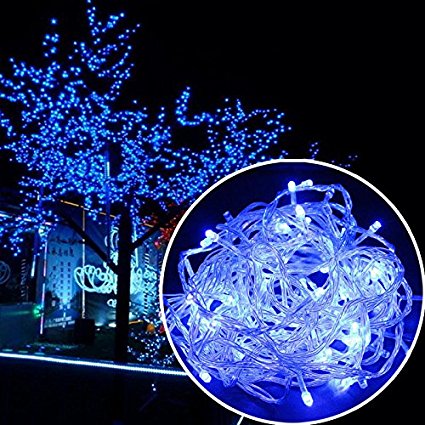 SenKa LED Light 50ft 200 LED Bulbs Fairy Light String Holiday LED Outdoor Lighting for Christmas Party Decoration Waterproof (32ft 100 LEDs, Blue)